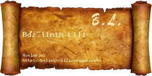 Bálinth Lili névjegykártya